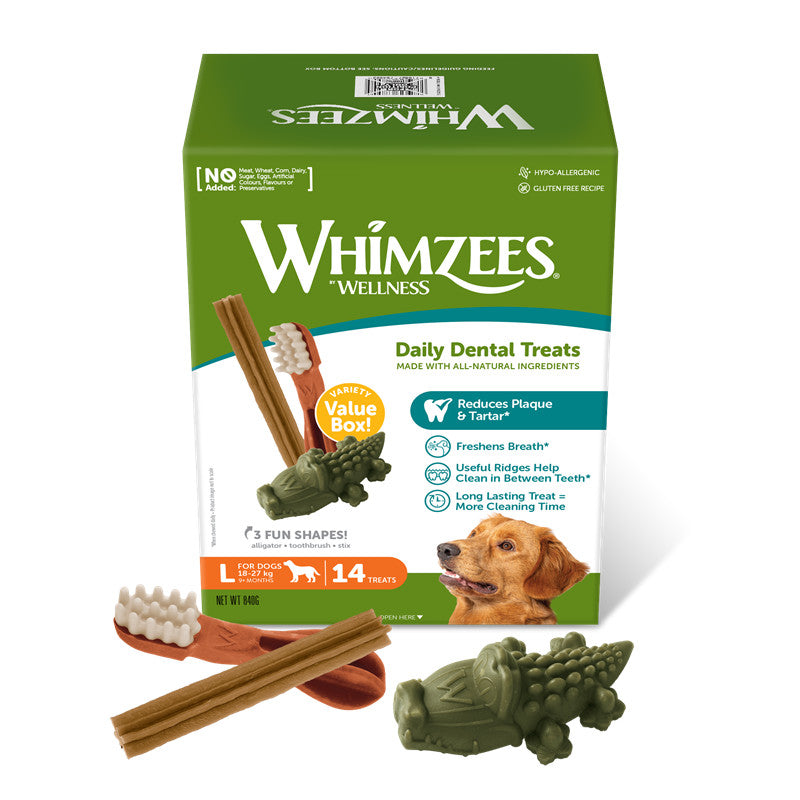 Whimzees Dog Snack Variety Value Box  L (14 Treats)