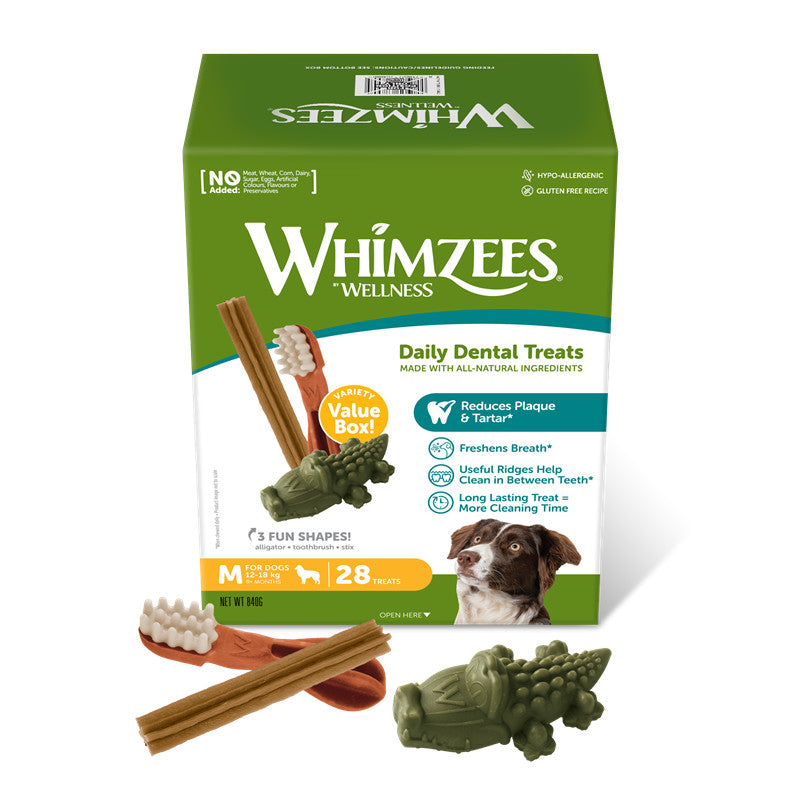 Whimzees Dog Snack Variety Value Box   M (28 Treats)
