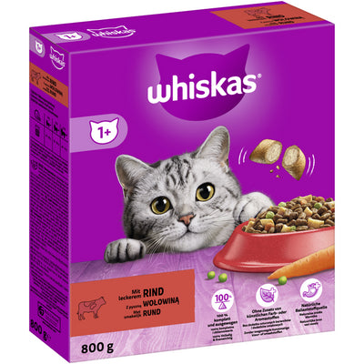 WHISKAS® (1+ Jahre) mit Rind 800 g