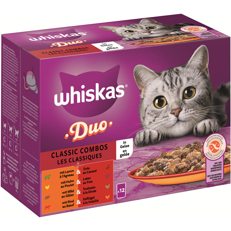 WHISKAS® DUO Portionsbeutel Multipack Classic Combos in Gelee 12 x 85 g