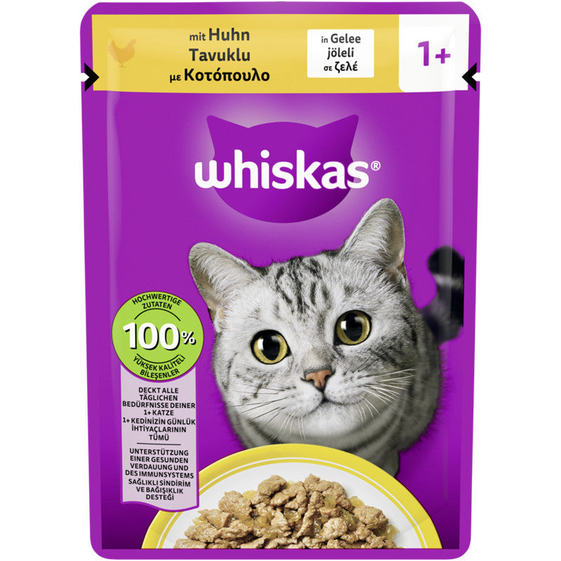 WHISKAS® Portionsbeutel 1+ Huhn in Gelee 85 g