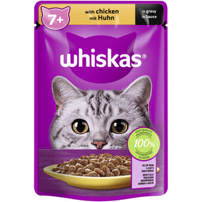 WHISKAS® Portionsbeutel 7+ mit Huhn in Sauce 85g