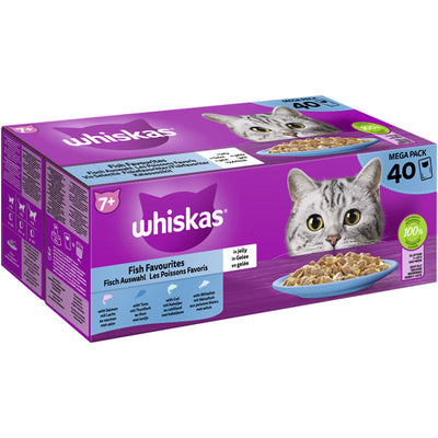 Whiskas Portionsbeutel Multipack 7+ Fisch Auswahl in Gelee 40 x 85 g 1 Stück