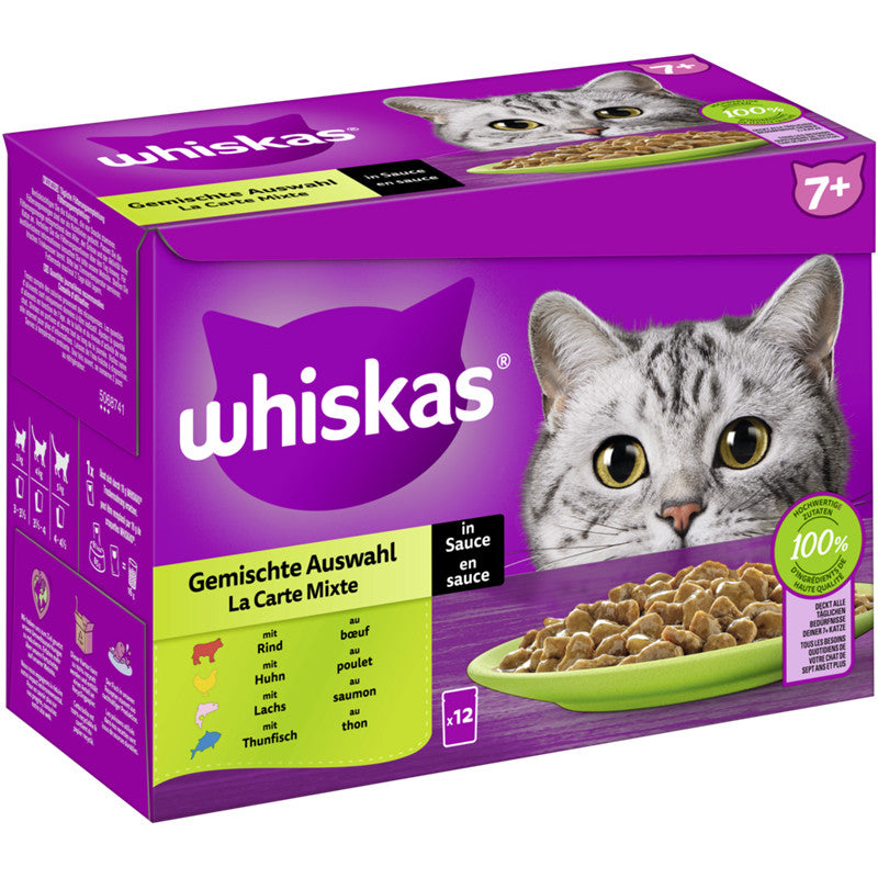 WHISKAS® Portionsbeutel Multipack 7+ Gemischte Auswahl in Sauce 12 x 85 g