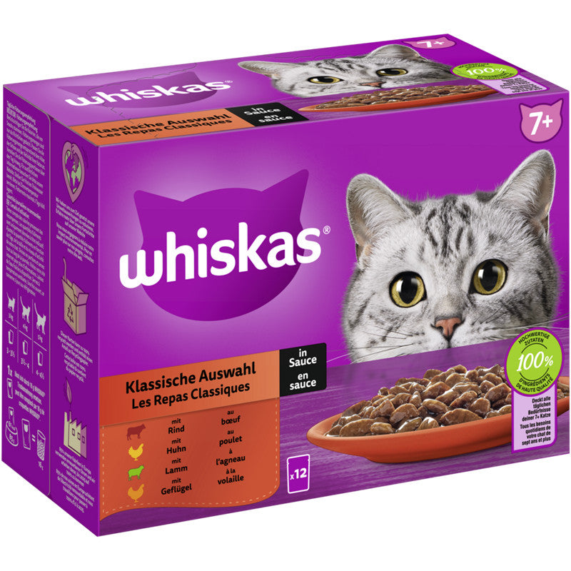 Whiskas Portionsbeutel Multipack 7+ Klassische Auswahl in Sauce 12x85g 1 Stück