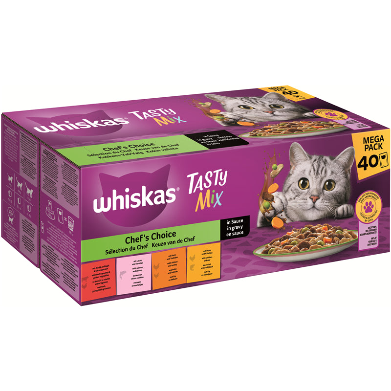 WHISKAS® TASTY MIX Portionsbeutel Multipack Chef's Choice in Sauce 40 x 85 g