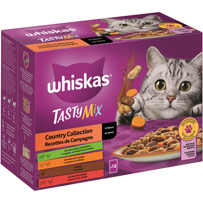 WHISKAS® TASTY MIX Portionsbeutel Multipack Country Collection in Sauce 12 x 85 g