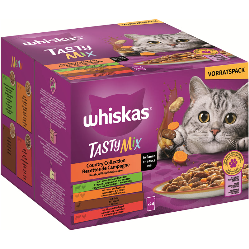 WHISKAS® TASTY MIX Portionsbeutel Multipack Country Collection in Sauce 24 x 85g