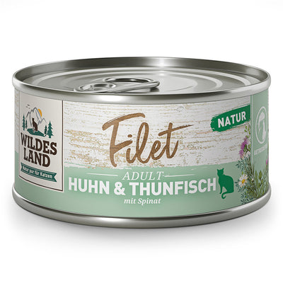 Wildes Land Filet Huhn & Thunfisch mit Spinat 80 g