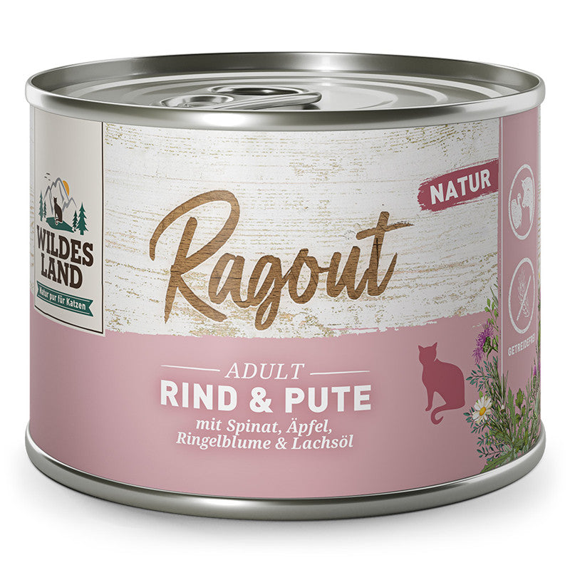 Wildes Land Ragout Rind & Pute mit Spinat 180 g